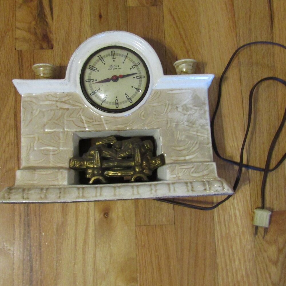 Vintage CERAMIC GIBRALTER MFG CO NO.91 Fireplace Mantle Clock Oxford Self Start